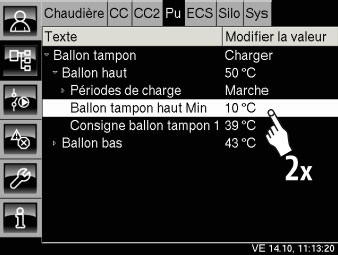 Modification température ballon tampon
