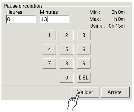 Écran de réglage