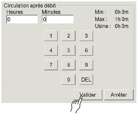 Écran de réglage