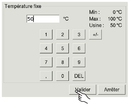 Écran réglage température fixe