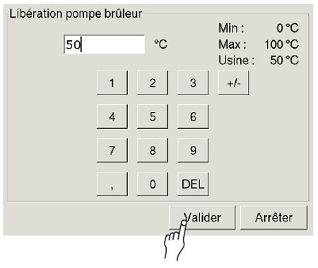 Ecran régage libération pompe chaleur