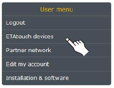 User menu