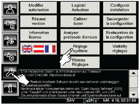 Réglage système