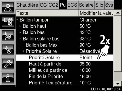 Activation et désactivation priorité solaire