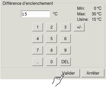 Ouverture écran réglage