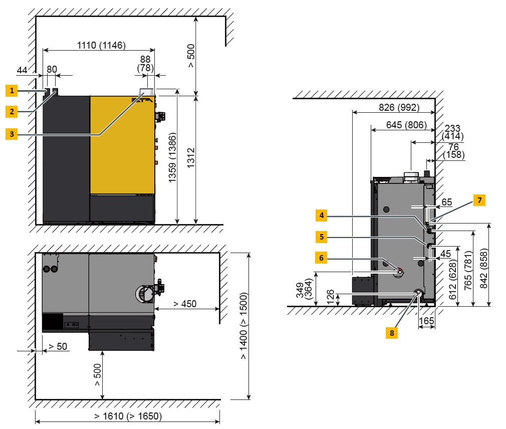 Chaudière pellet : plan technique